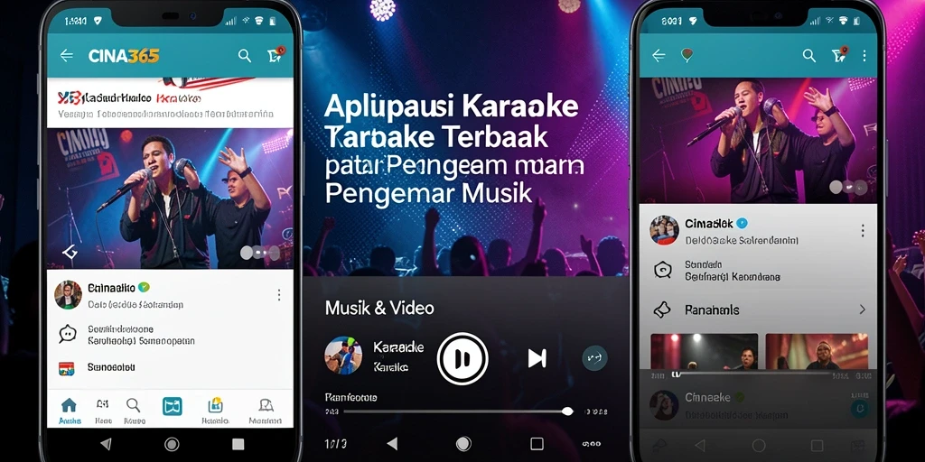 Tampilan antarmuka CINA365 dengan fitur karaoke yang lengkap.