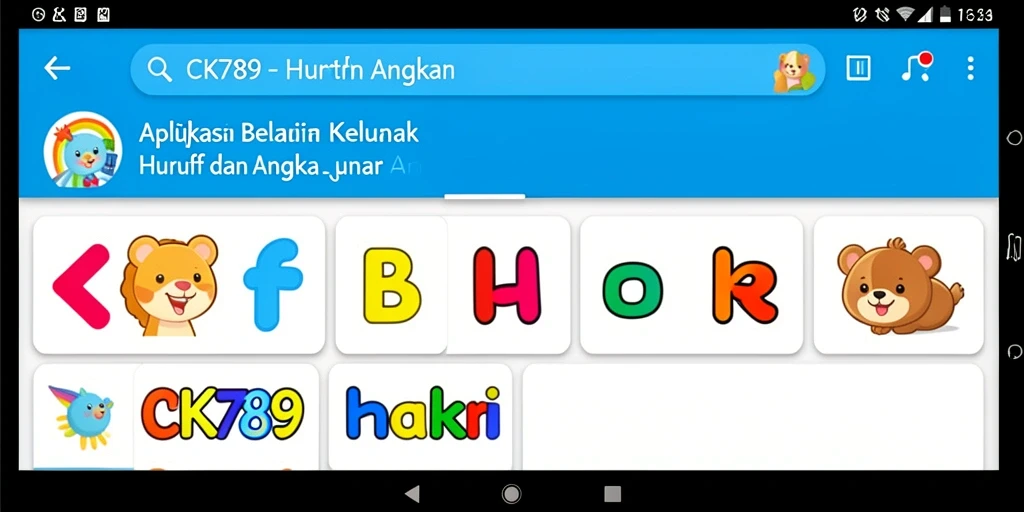 Tampilan antarmuka CK789 yang cerah dan edukatif.