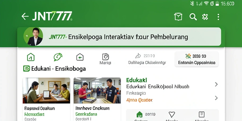 Tampilan antarmuka interaktif aplikasi JNT777 untuk eksplorasi informasi.