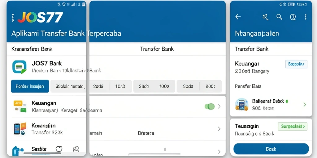 Screenshot antarmuka aplikasi JOS77 untuk transfer bank.