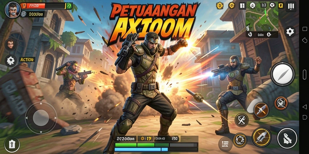 Tampilan menarik dari antarmuka game P200M dengan aksi seru.