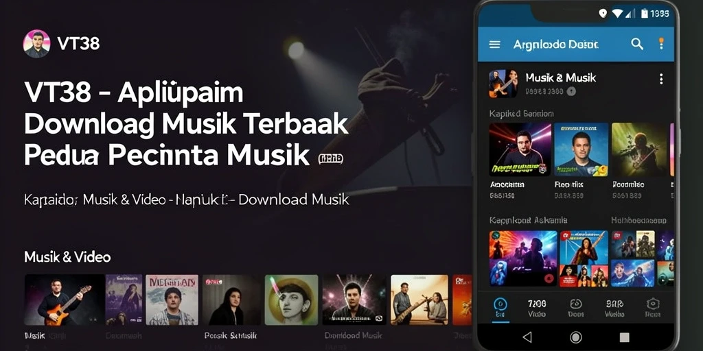 Tampilan antarmuka VT38 yang modern dan menarik untuk Download Musik.