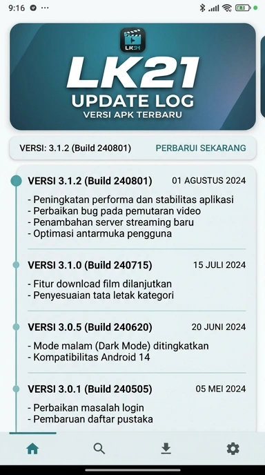 Riwayat Versi Apk lk21 untuk Pengguna Android